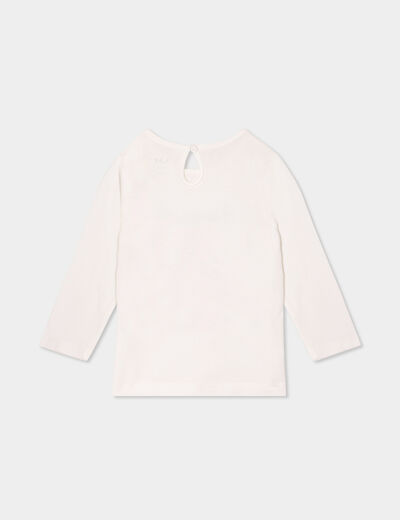 T-shirt col rond manches longues coton blanc bébé fille