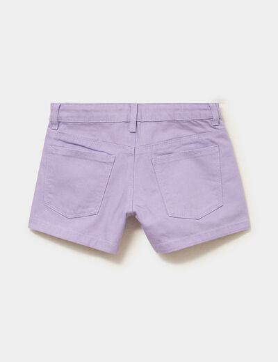 Short droit en coton taille ajustable mauve fille