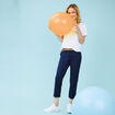 Pantalon chino 7/8ème ceinture tressée bleu marine femme