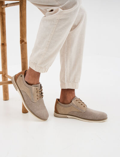 Derbies plates &agrave; lacets sable homme