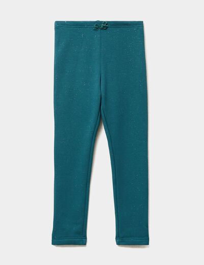 Legging doubl&eacute; chaud vert canard fille