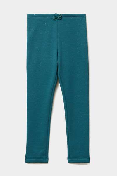 Legging doubl&eacute; chaud vert canard fille