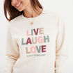 Sweat col rond manches longues creme femme