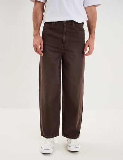 Jean large baggy 5 poches marron fonc&eacute; homme