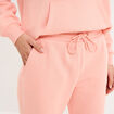 Pantalon jogging droit molleton rose poudr&eacute;e femme