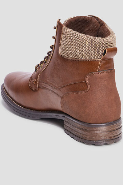 Bottines à lacets bi-matières Bicux marron homme
