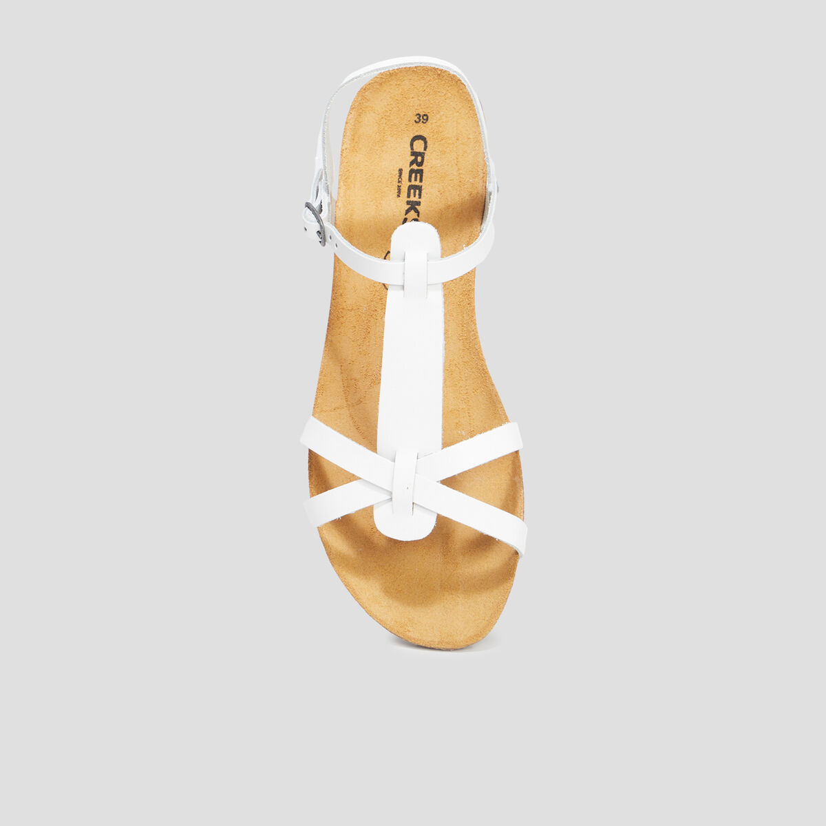 Sandales plates en cuir Creeks blanc femme