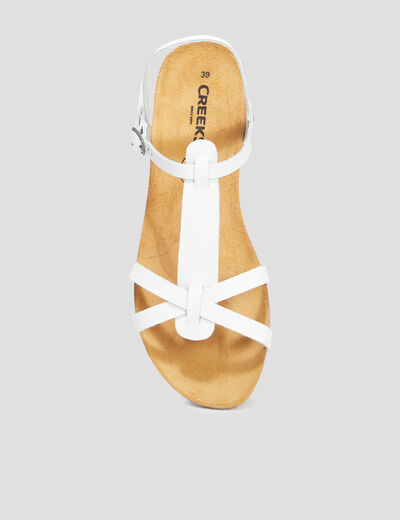 Sandales plates en cuir Creeks blanc femme