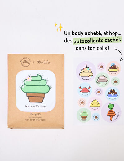 Body US coton Monsieur Caca x La Halle blanc bébé fille