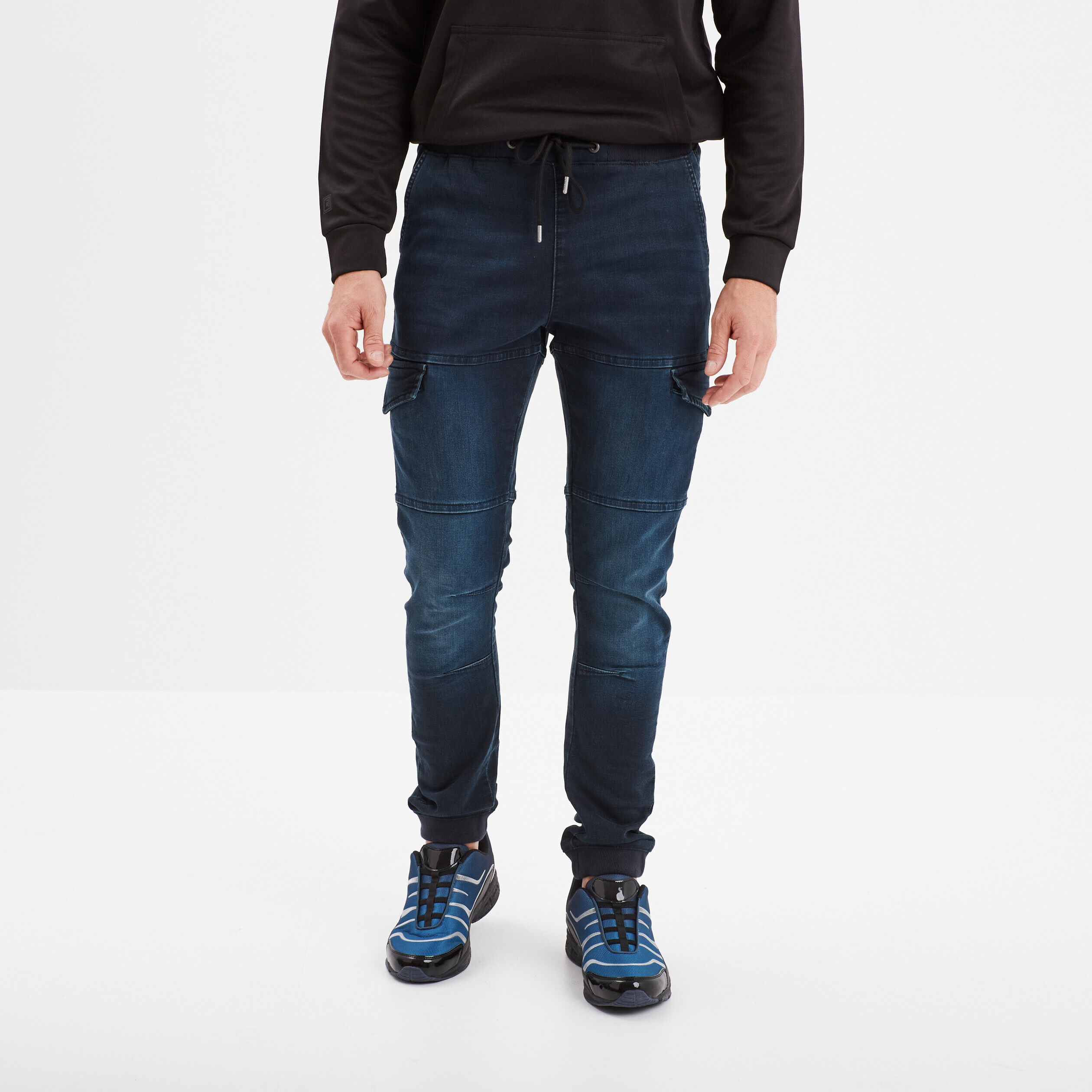 Pantalon skinny stretch 2 poches côtés denim blue black homme LIBERTO