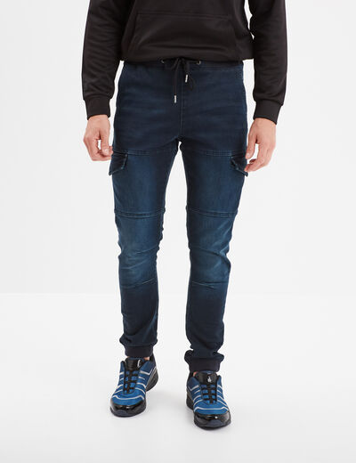 Pantalon skinny stretch 2 poches côtés denim blue black homme