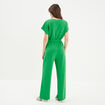 Combinaison pantalon col en V ceinturée vert femme
