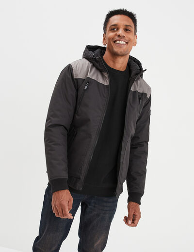 Blouson déperlant zippé capuche Liberto noir homme