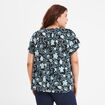 T-shirt col smocké manches courtes noir femme grande taille