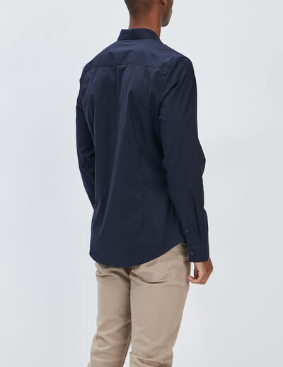 Chemise effet stretch manches longues bleu marine homme