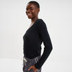 T-shirt coton stretch manches longues noir femme