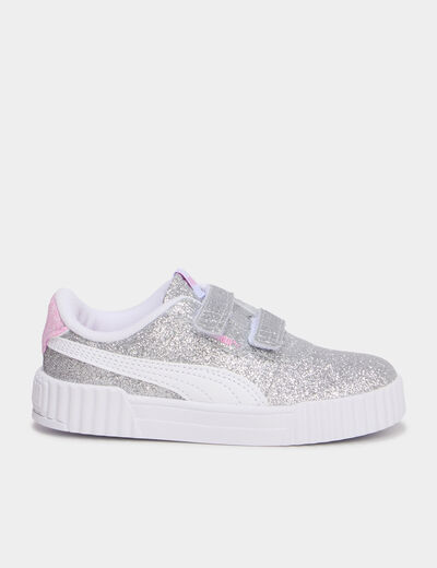 Baskets &agrave; scratchs et paillettes Puma gris argent fille