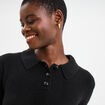 Pull col polo manches longues noir femme