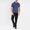 Polo coton stretch droit manches courtes bleu fonc&eacute; homme