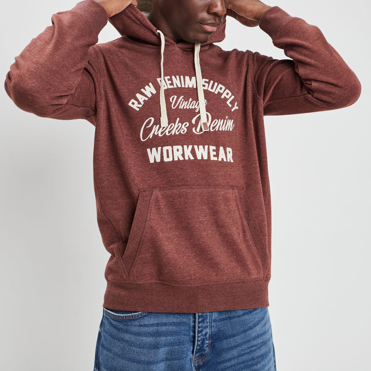 Gilet à capuche hoodie Creeks bordeaux homme