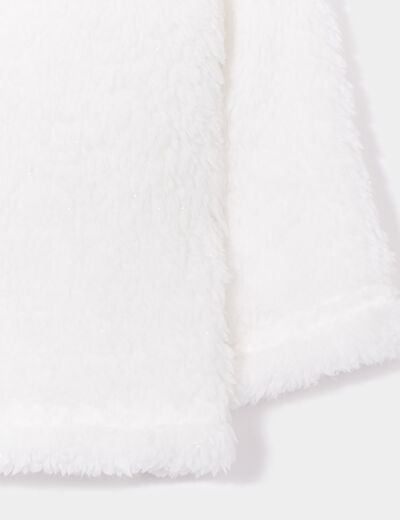 Gilet zippé fausse laine de mouton blanc bébé fille