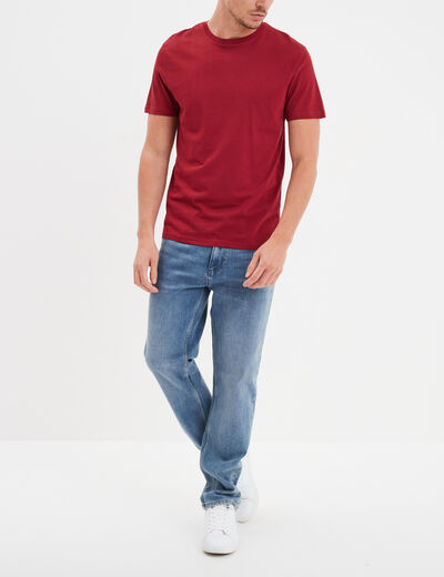 T-shirt en coton manches courtes rouge homme
