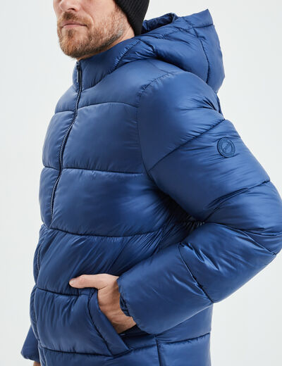 Doudoune doublée zippée à capuche bleu roi homme