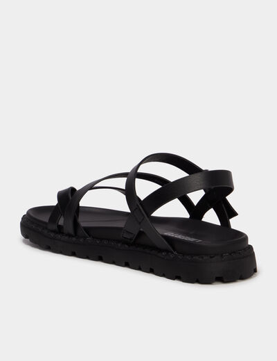 Sandales semelles &eacute;paisses noir fille