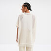 Gilet mi-long ajouré à franges blanc femme