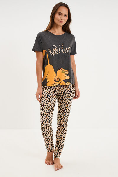 Ensemble pyjama legging Roi Lion Simba gris fonc&eacute; femme