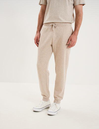 Pantalon jogging droit molleton beige homme