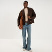 Manteau court double boutonnage marron fonc&eacute; femme