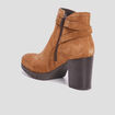 Bottines à talons avec chaînes en cuir marron femme