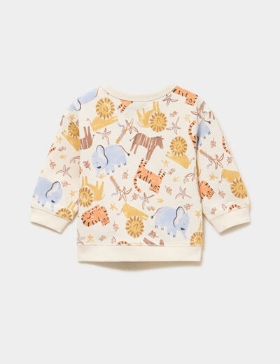 Sweat molleton col rond ecru b&eacute;b&eacute; gar&ccedil;on