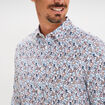 Chemise droite imprimée manches longues ecru homme