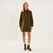Robe droite velours col chemise vert kaki femme