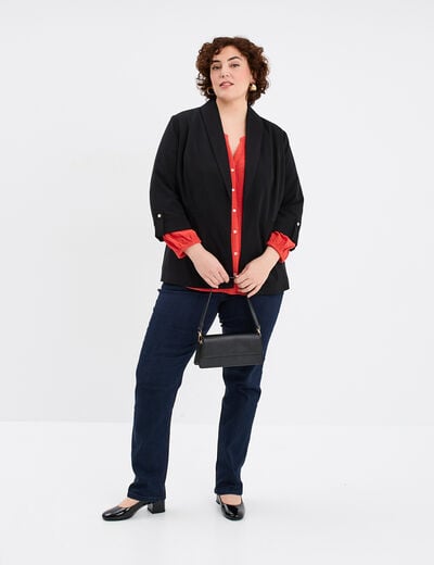 Blouse manches longues gaze de coton rouge femme grande taille