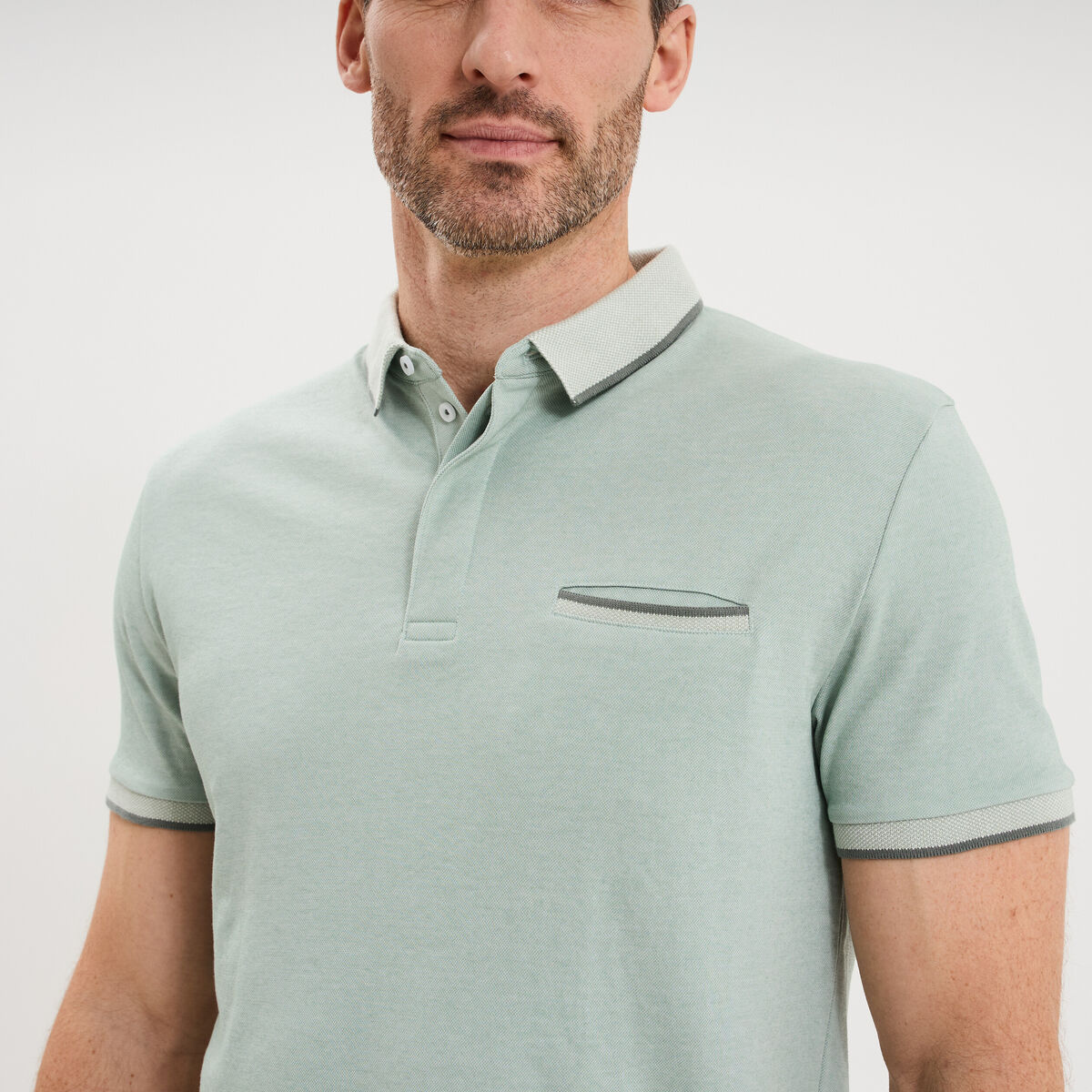 Polo manches courtes coupe droite vert pastel homme