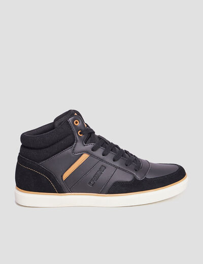 Baskets montantes à lacets noir homme