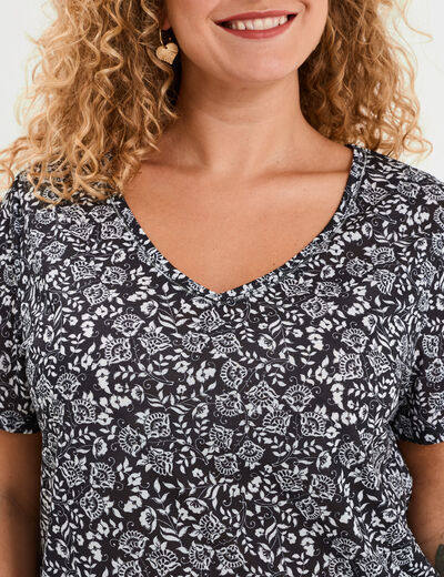 T-shirt manches courtes noir femme grande taille