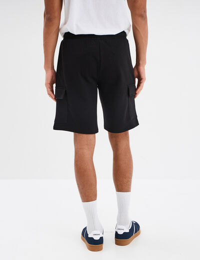 Bermuda cargo molleton taille &eacute;lastiqu&eacute;e noir homme
