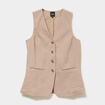 Veste sans manches ajust&eacute;e boutonn&eacute;e marron femme