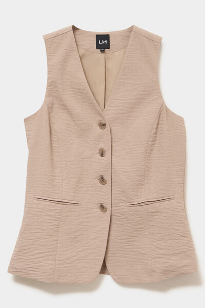 Veste sans manches ajust&eacute;e boutonn&eacute;e marron femme