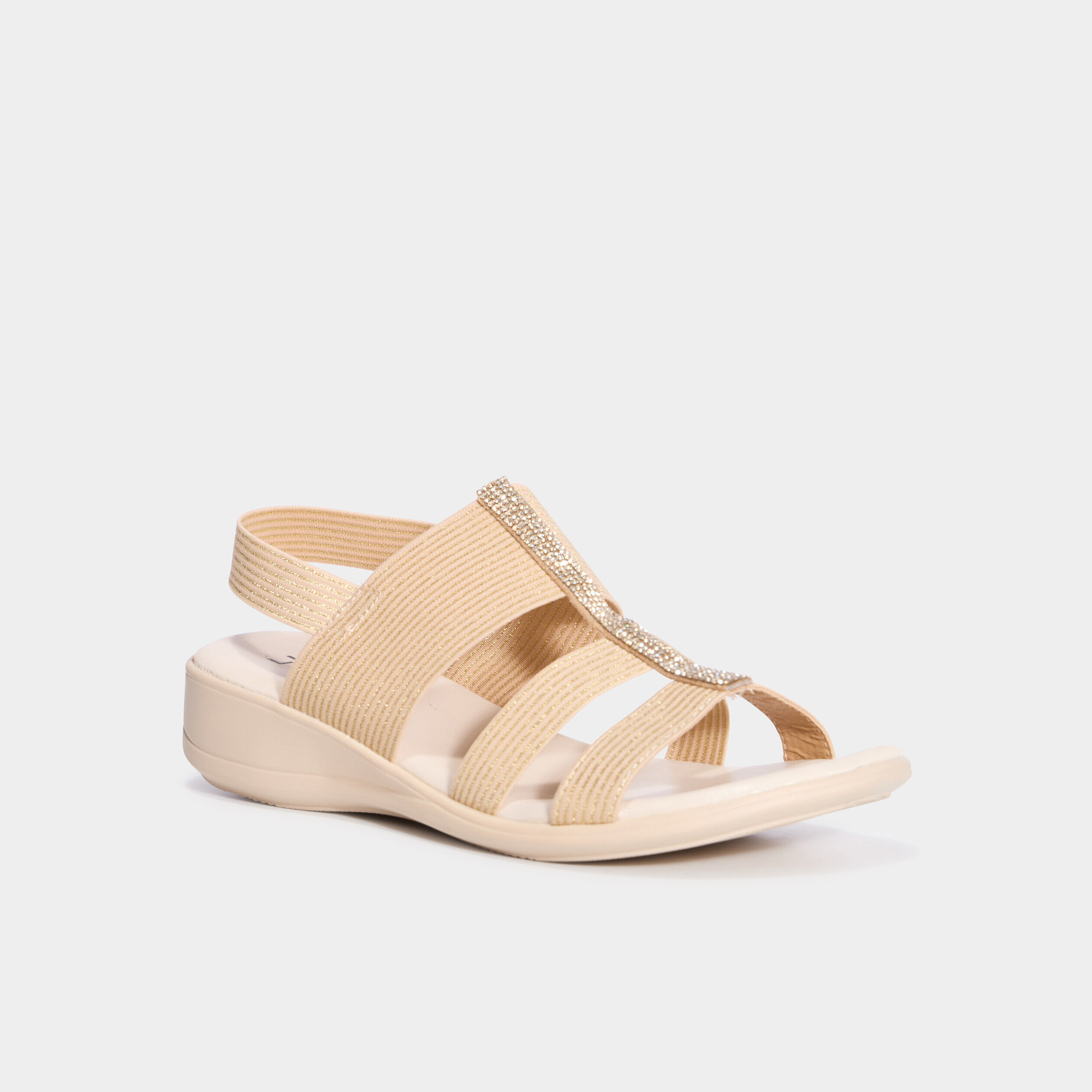 Sandales talons compensés jaune or femme LH