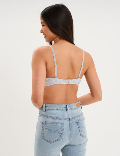 Soutien-gorge triangle padd&eacute; coton gris clair femme
