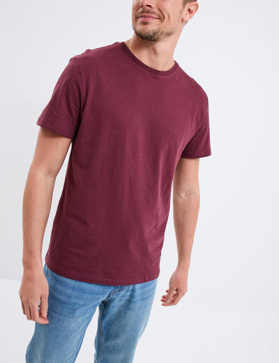 T-shirt en coton manches courtes prune homme