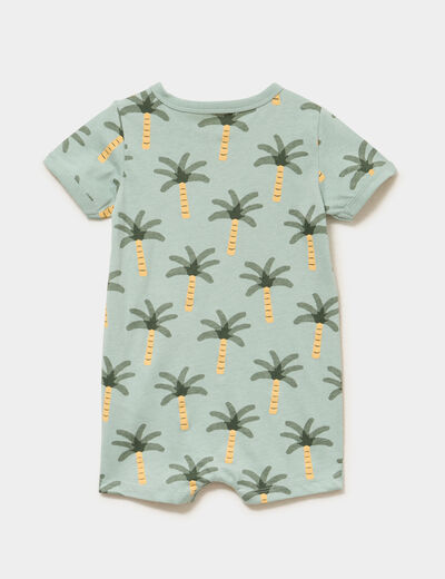 Combishort manches courtes coton vert kaki b&eacute;b&eacute; gar&ccedil;on