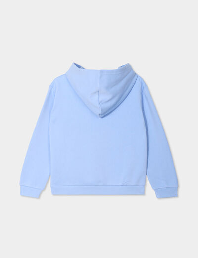 Sweat &agrave; capuche bleu clair fille