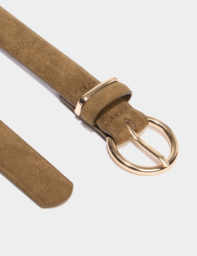 Ceinture su&eacute;dine vert kaki femme
