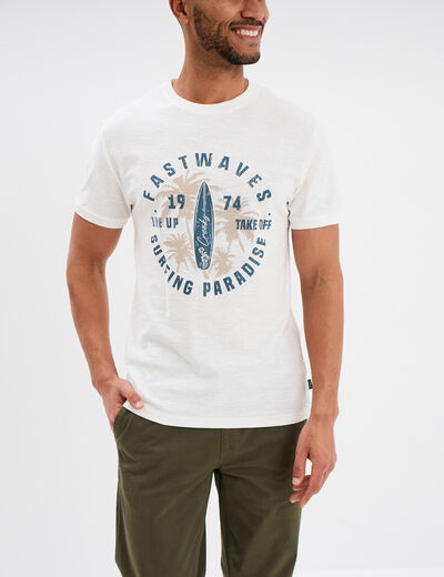 T-shirt col rond manches courtes coton blanc homme